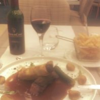 The main course, Duck two ways and a French Bordeaux wine. The stomach was happy.
